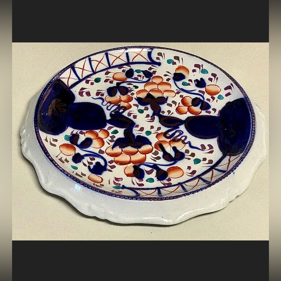 Rare Fenton Gaudy Welsh Oyster Buddha Pattern Scalloped Biscuit Plate Tray - Picture 4 of 10